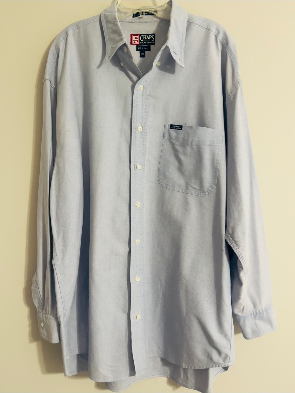 Chaps Ralph Lauren Men's Blue Dress Shirt Button Down XLT Big & Tall 100% cotton